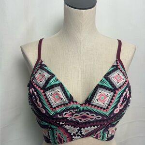 Red Carter Swim bikini top Tribal Print underwire Small NWOT